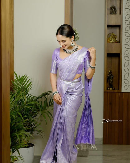 PURPLE COLOR SILK BLEND SAREE WITH BLOUSE