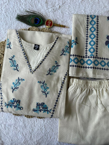 Elegant Pure Khadi Cotton Printed Salwar Suit with Sequence Handwork
