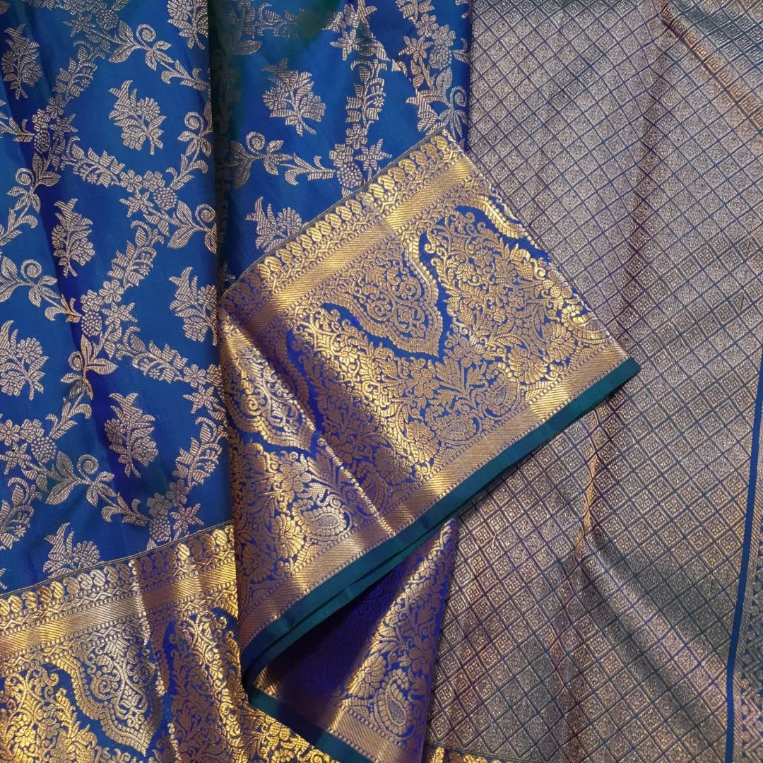 Royal Blue Soft Banarasi Silk Saree with Rich Gold Zari Border