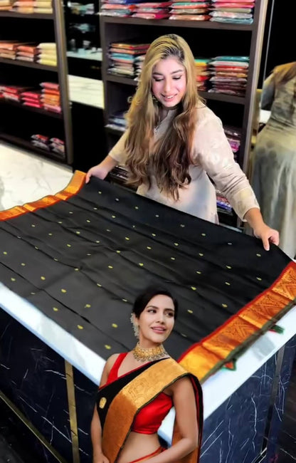 Traditional Black Kanjivaram Style Silk Festive Saree