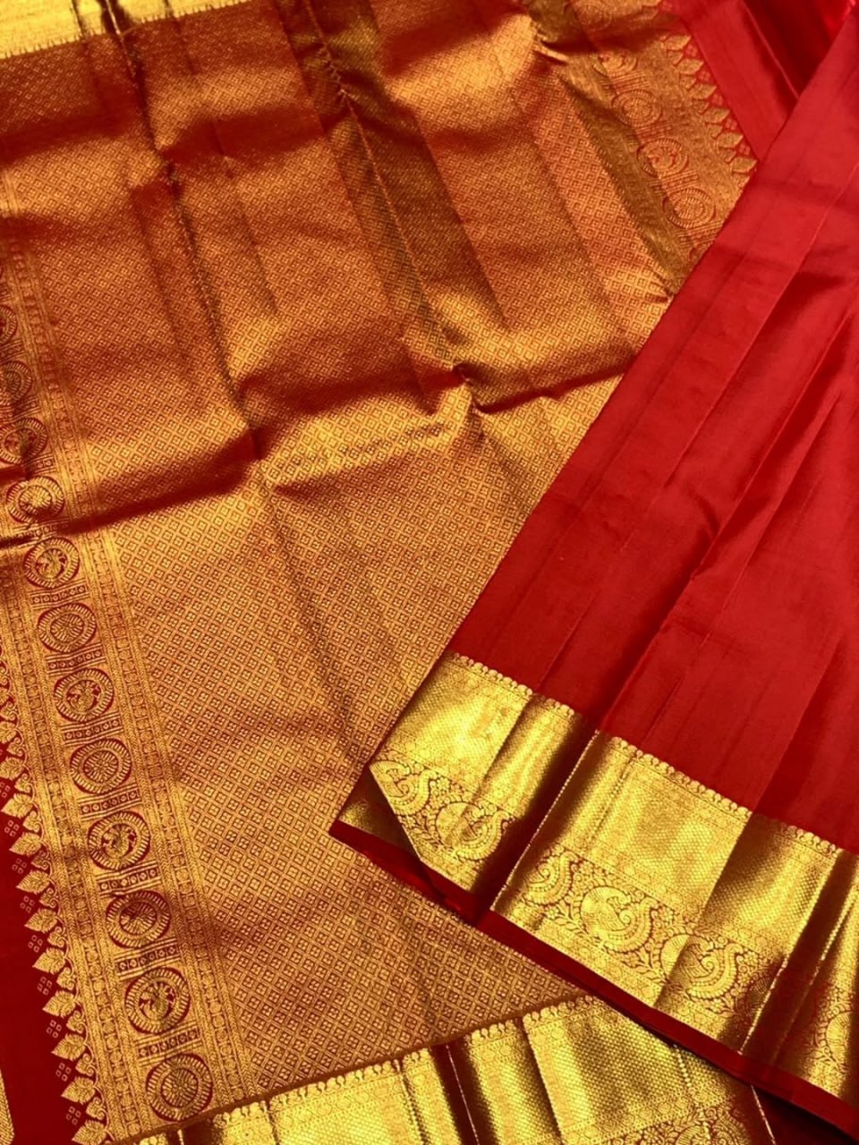 Traditional Royal Red Soft Banarasi Silk Saree With Vibrant Blouse Piece