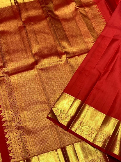 Traditional Royal Red Soft Banarasi Silk Saree With Vibrant Blouse Piece