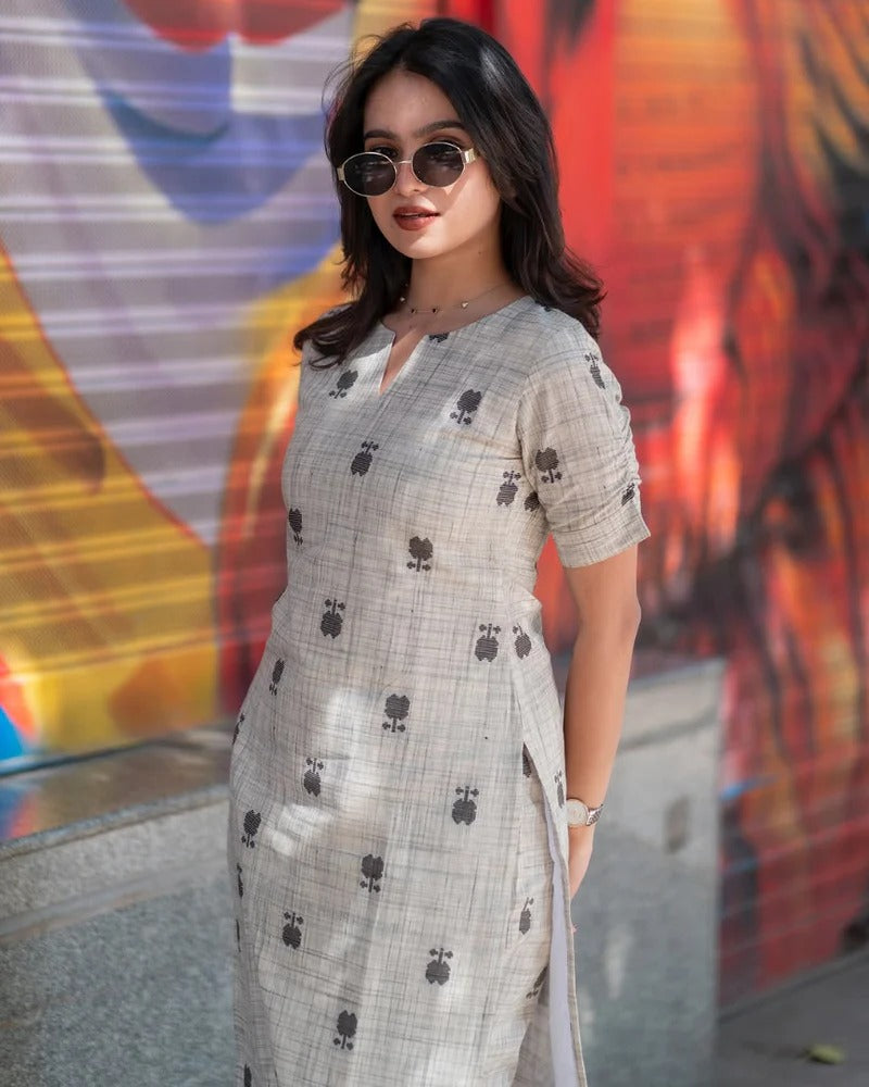 VERY ELEGANT PURE LINEN PRINTED CORD SET