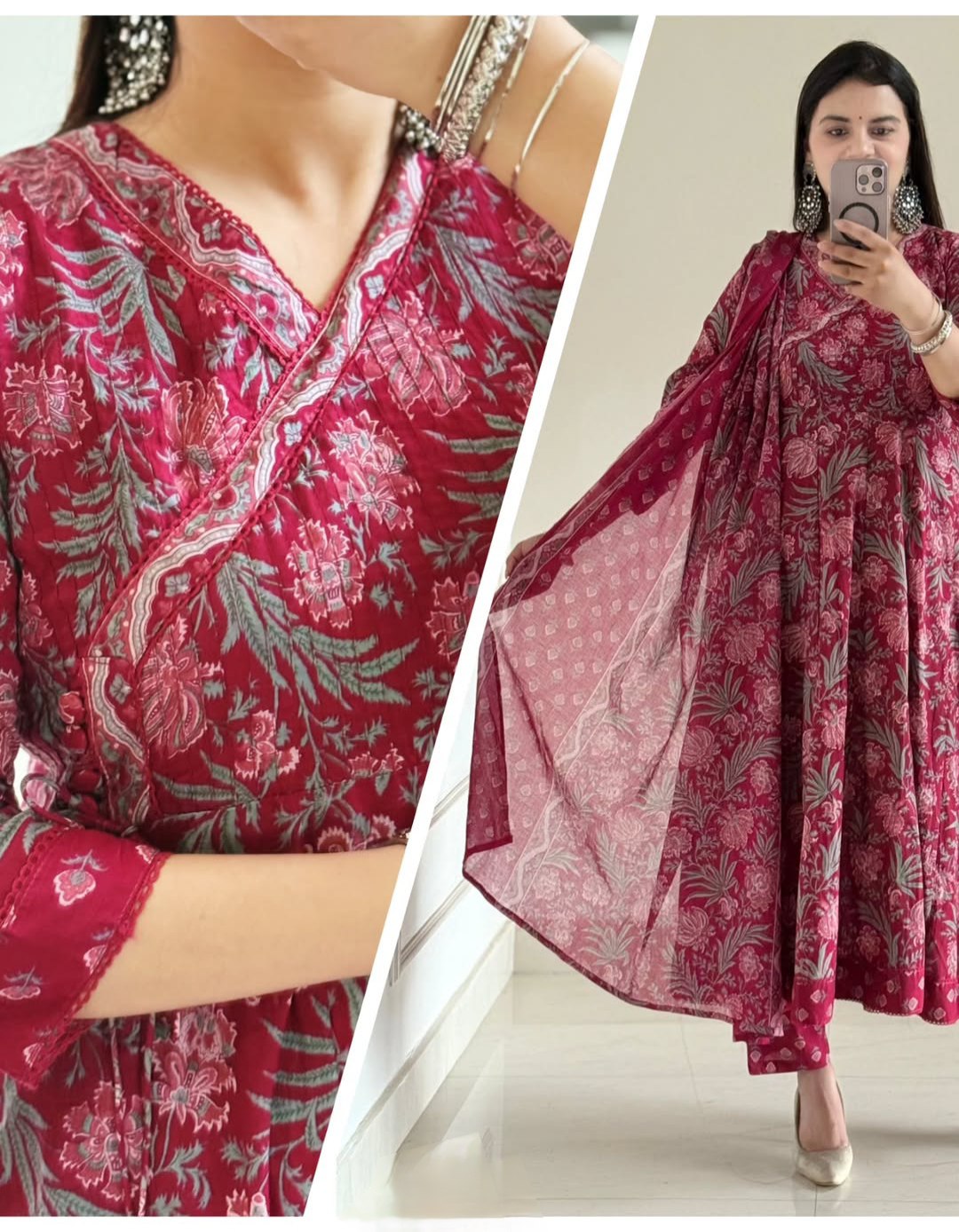 ELEGANT ANARKALI STYLE PURE COTTON SUIT SET