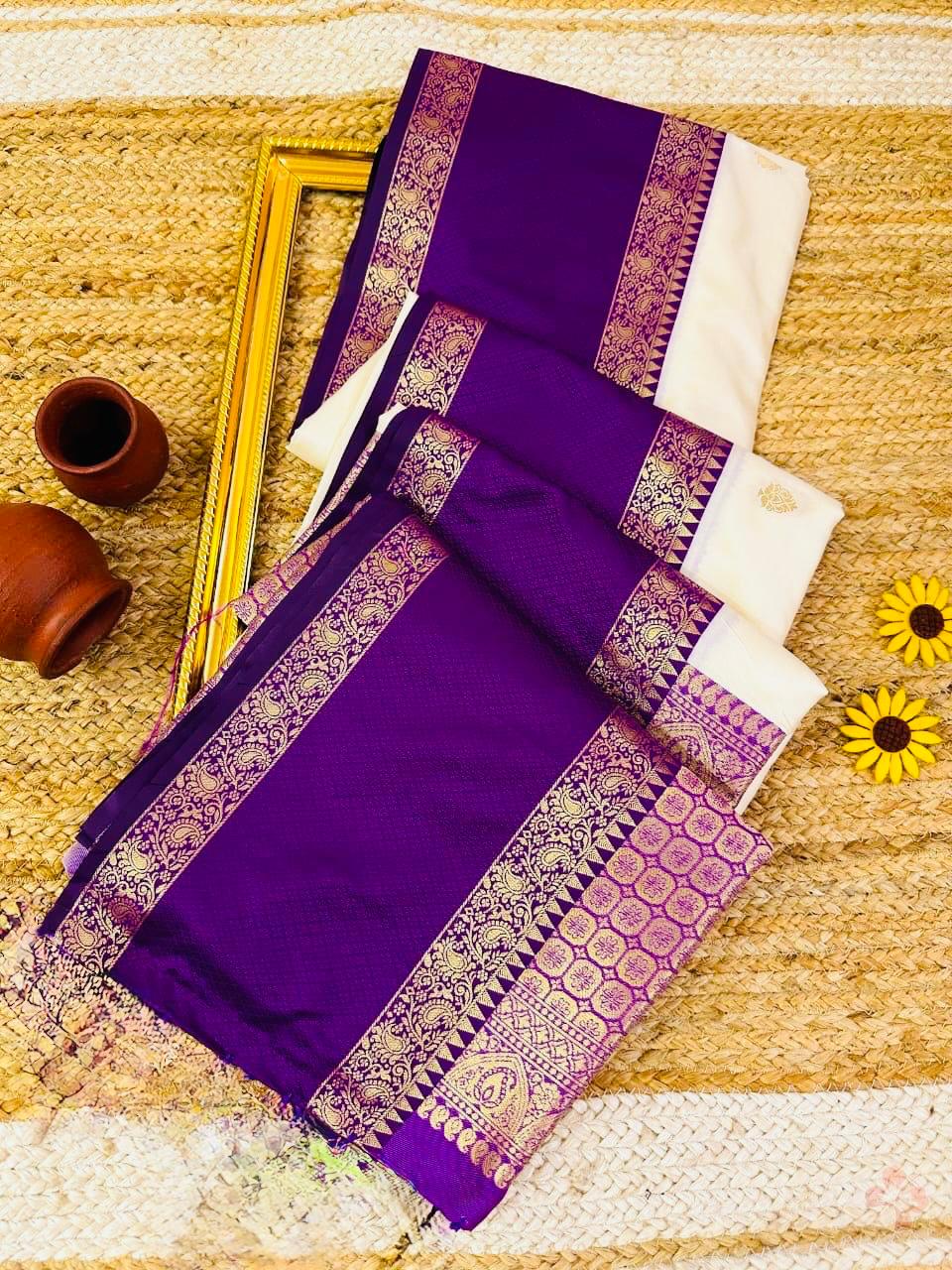 Traditional Cream Kanjivaram Festive Soft Silk Saree