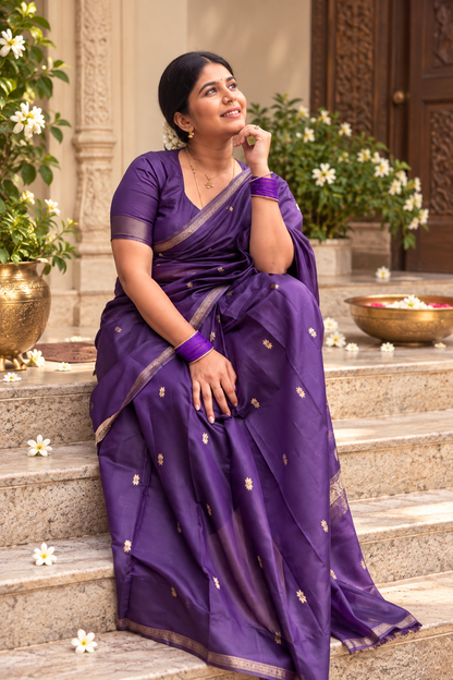 Royal Purple Maheshwari Soft Cotton Silk Festive Saree