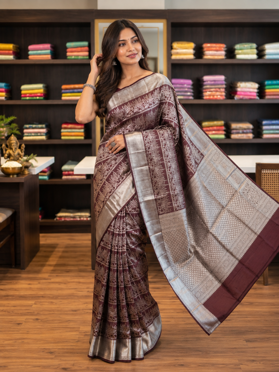 Festive Wine Soft Banarasi Silk Saree with Elegant Blouse Piece