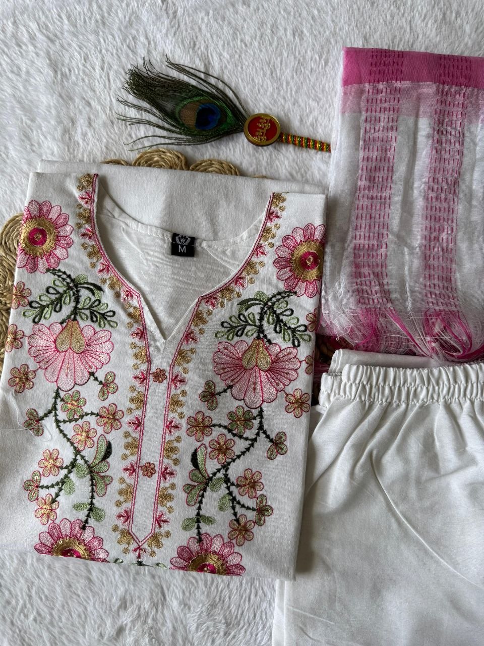 New Designer Premium Pure Khadi Cotton Embroidered Suit Set