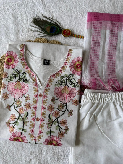 New Designer Premium Pure Khadi Cotton Embroidered Suit Set