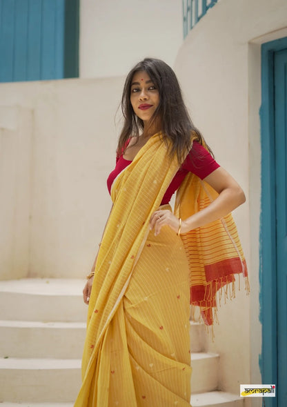 NEW DESIGN  SOFT LINEN COTTON SILK  SAREE WITH BLOUSE