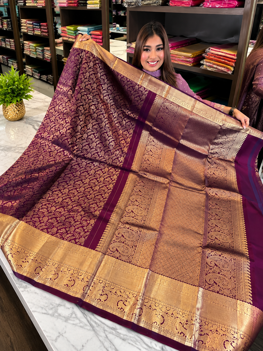 Royal Purple Soft Banarasi Silk Saree with Winsome Blouse Piece