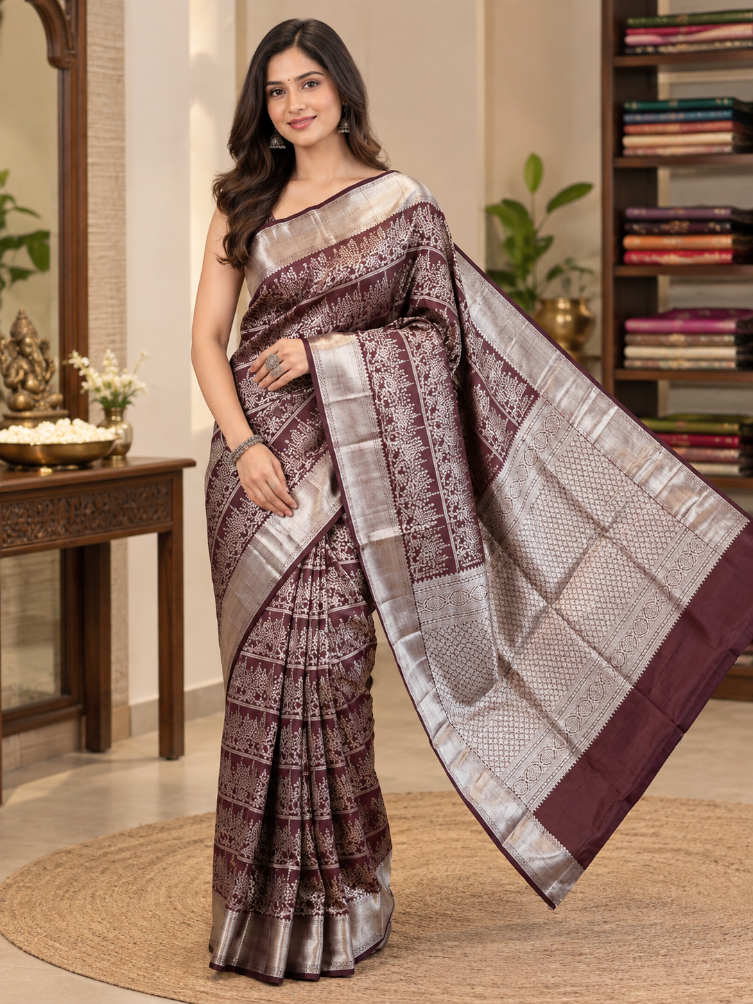 Festive Wine Soft Banarasi Silk Saree with Elegant Blouse Piece