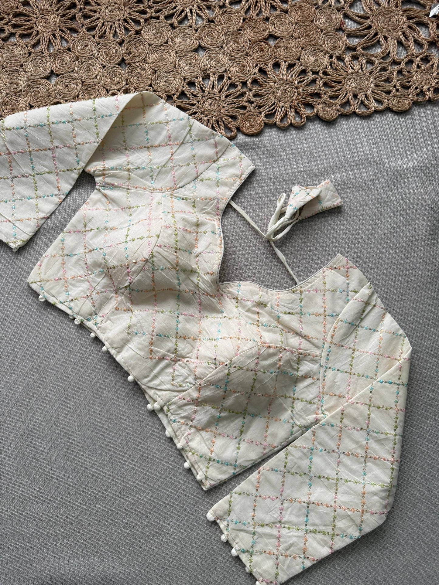 Attractive - Lavender Handloom Cotton Saree With Havy Embroidery Work Stitched Blouse