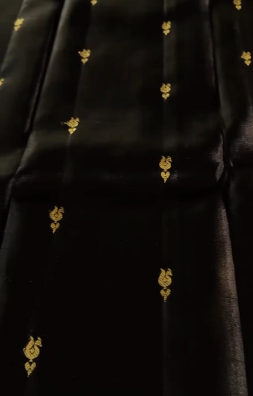 Elegant Black and Golden-Yellow Kanjivaram Style Silk Festive Saree