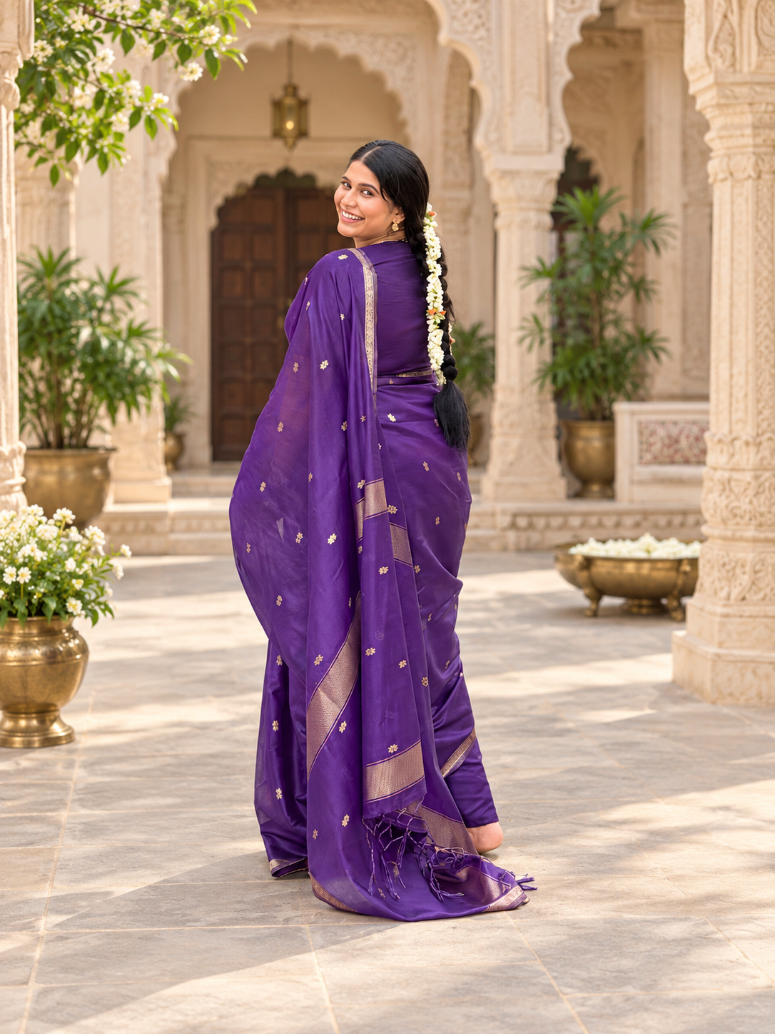 Royal Purple Maheshwari Soft Cotton Silk Festive Saree