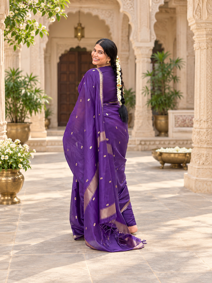 Royal Purple Maheshwari Soft Cotton Silk Festive Saree