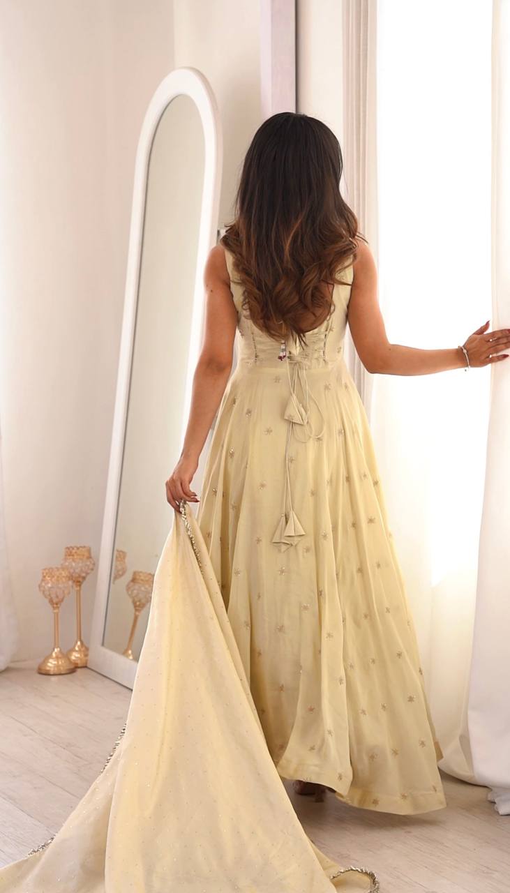 New Designer Cosmos Gold Embroidered Festive Anarkali Suit Set