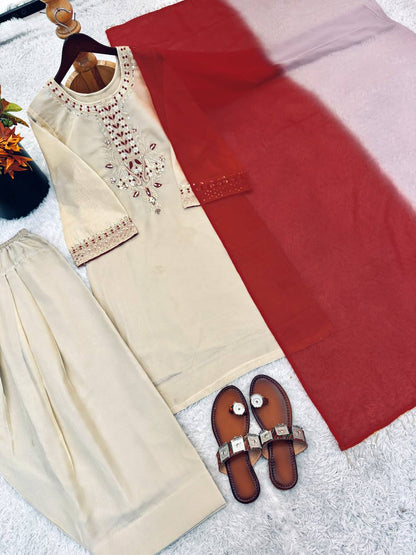 Premium Tabby Organza Embroidered Salwar Suit Set