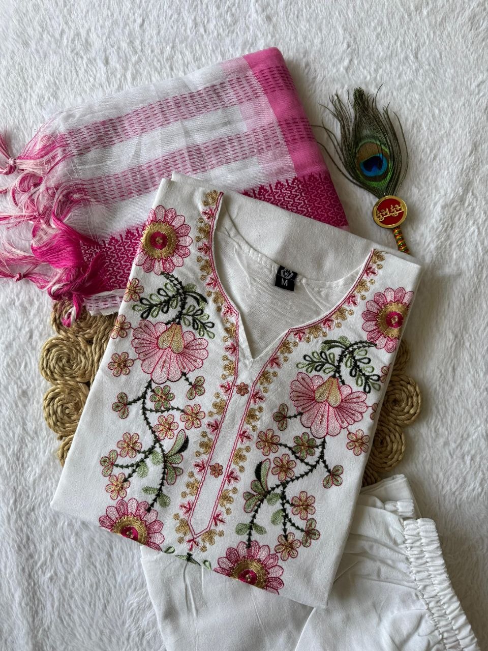New Designer Premium Pure Khadi Cotton Embroidered Suit Set