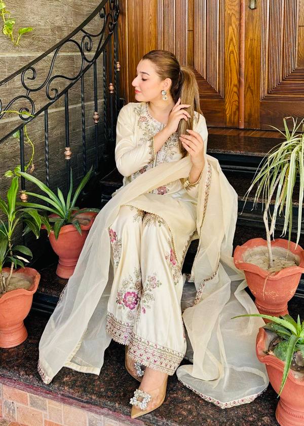 Elegant French Crepe Embroidered Suit Set with Dupatta
