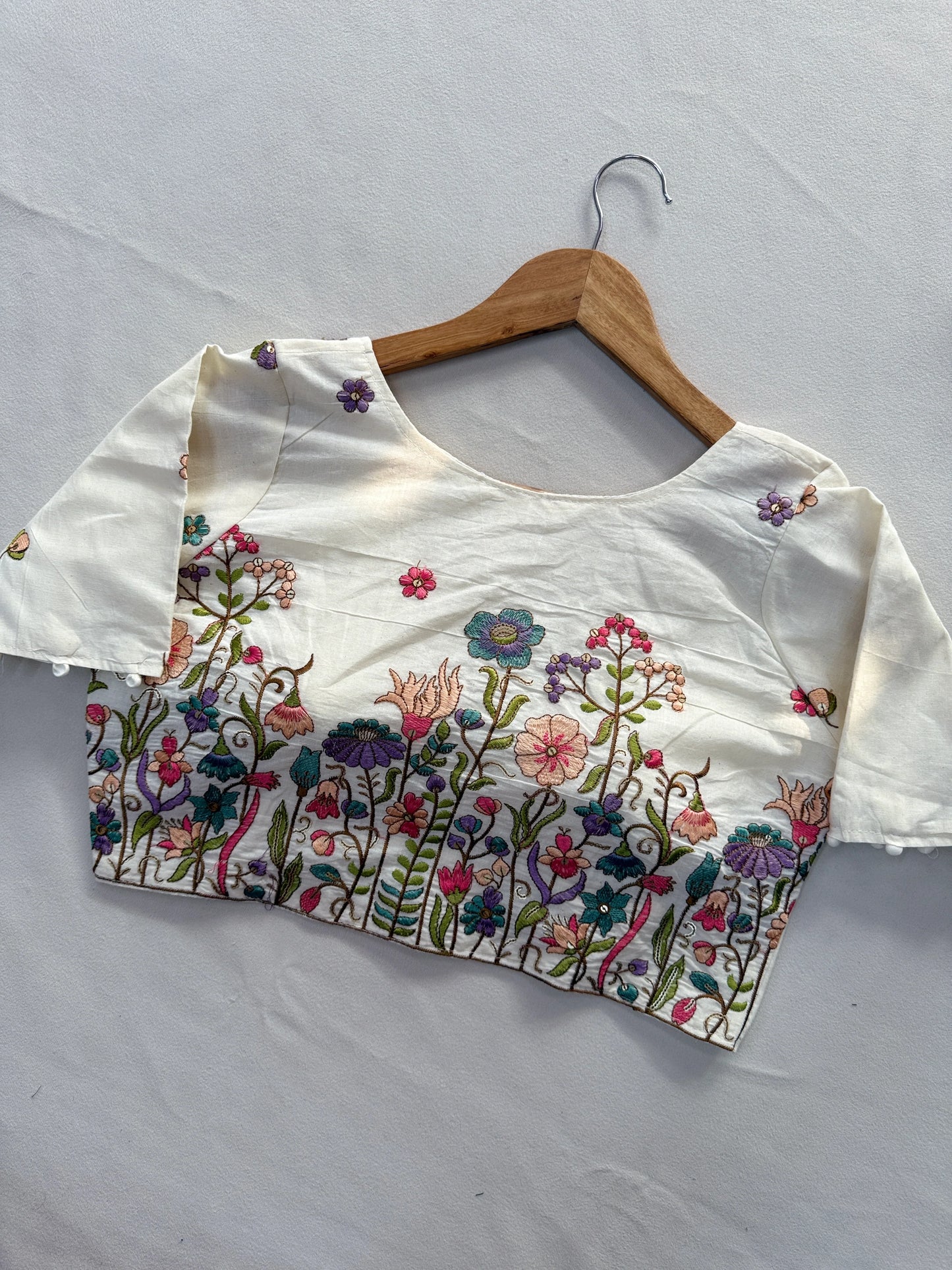 Mahendi Pure Handloom Cotton Saree With Stitched Embroidery Blouse