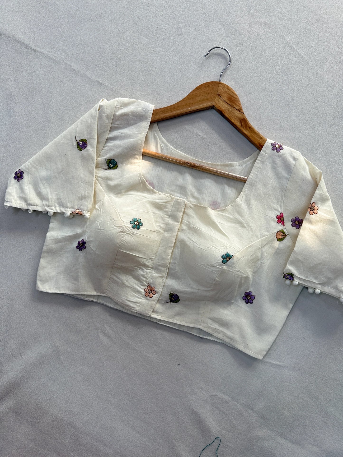 Mahendi Pure Handloom Cotton Saree With Stitched Embroidery Blouse