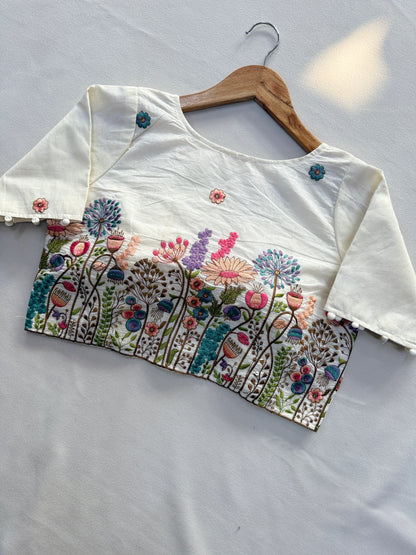 Pink Handloom Cotton Saree With Stitched Embroidery Blouse