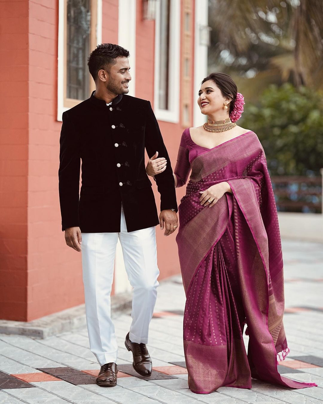 Purple Banarasi Classy Silk Saree With Copper Zari - Jacquard Blouse