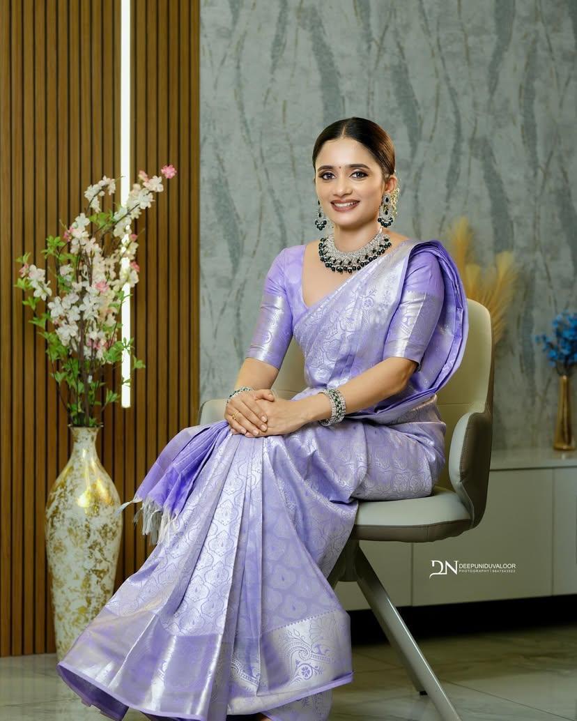 PURPLE COLOR SILK BLEND SAREE WITH BLOUSE
