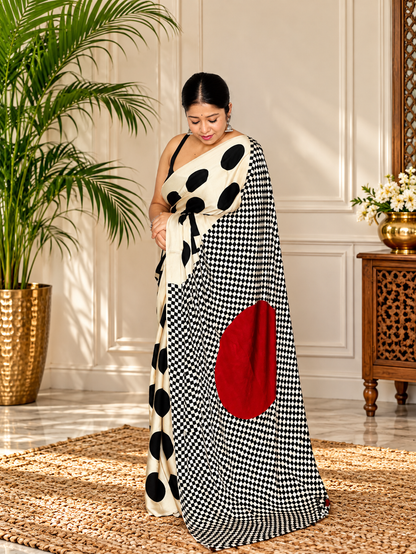 Designer Multi Handblock Print Model Silk Saree