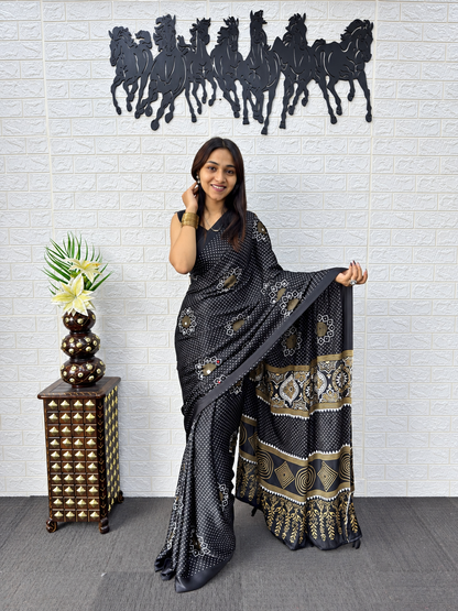 Festive Glow Geometric Print Saree