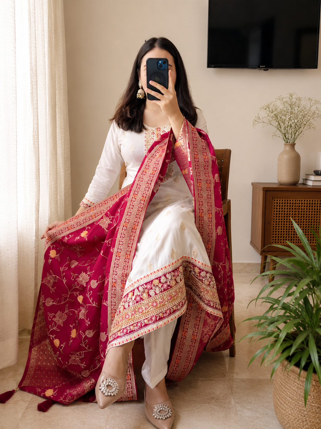 Very Gorgeous Pure Kanjivaram Silk Suit Set With Embroidery Work
