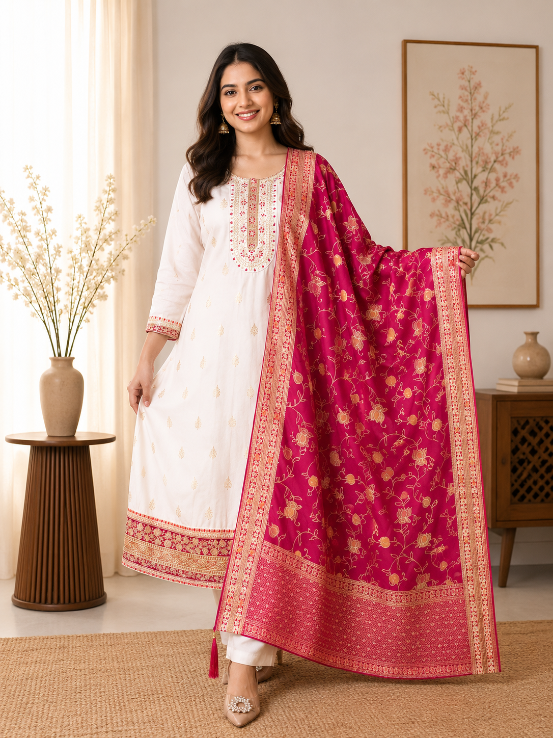 Very Gorgeous Pure Kanjivaram Silk Suit Set With Embroidery Work