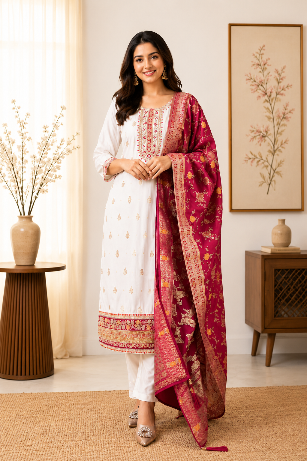 Very Gorgeous Pure Kanjivaram Silk Suit Set With Embroidery Work