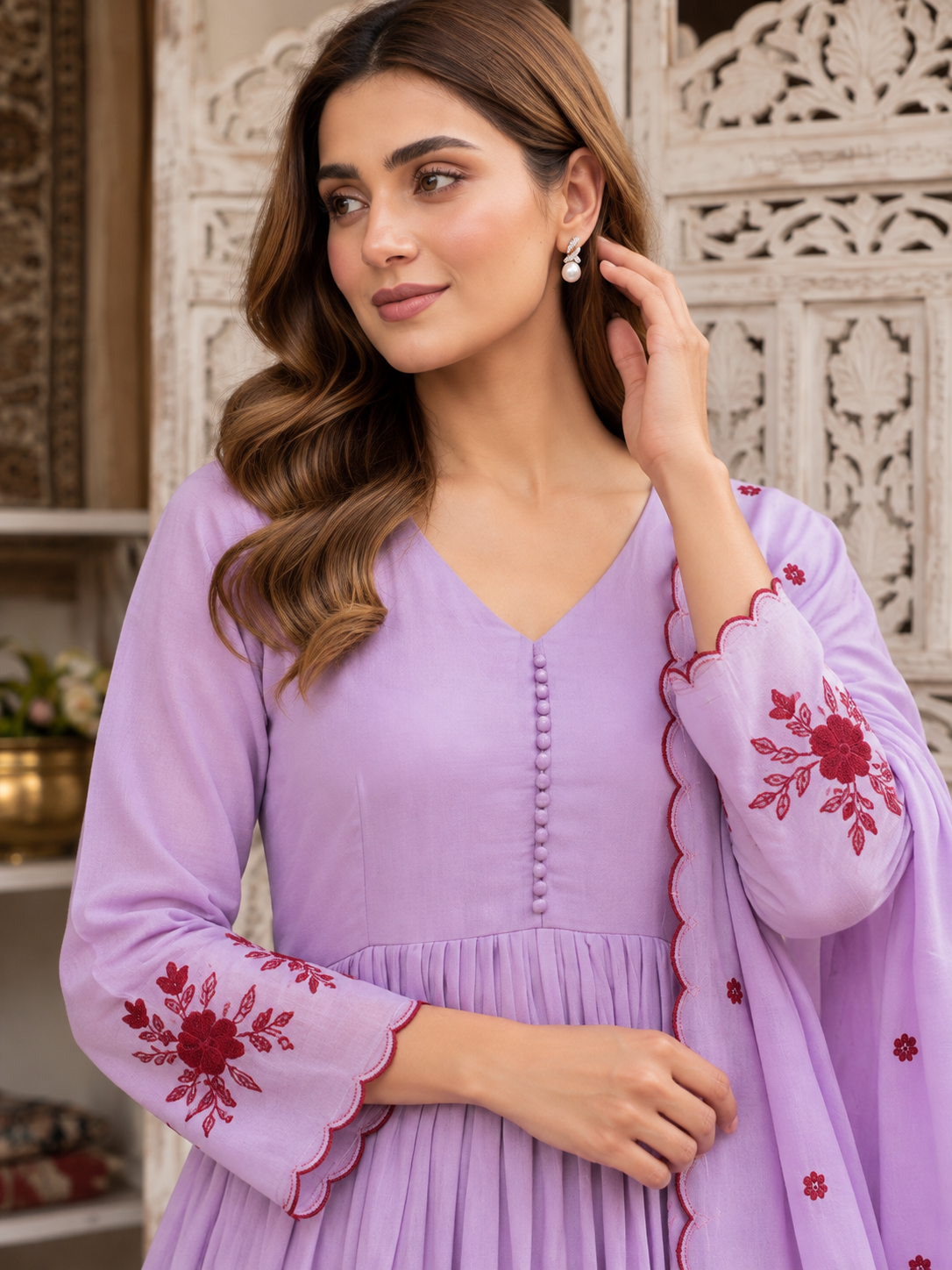 Moonlit Lavender Floral Grace Anarkali Set