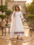 Crimson Petal Charm Flared Anarkali Three Piece Suit Set