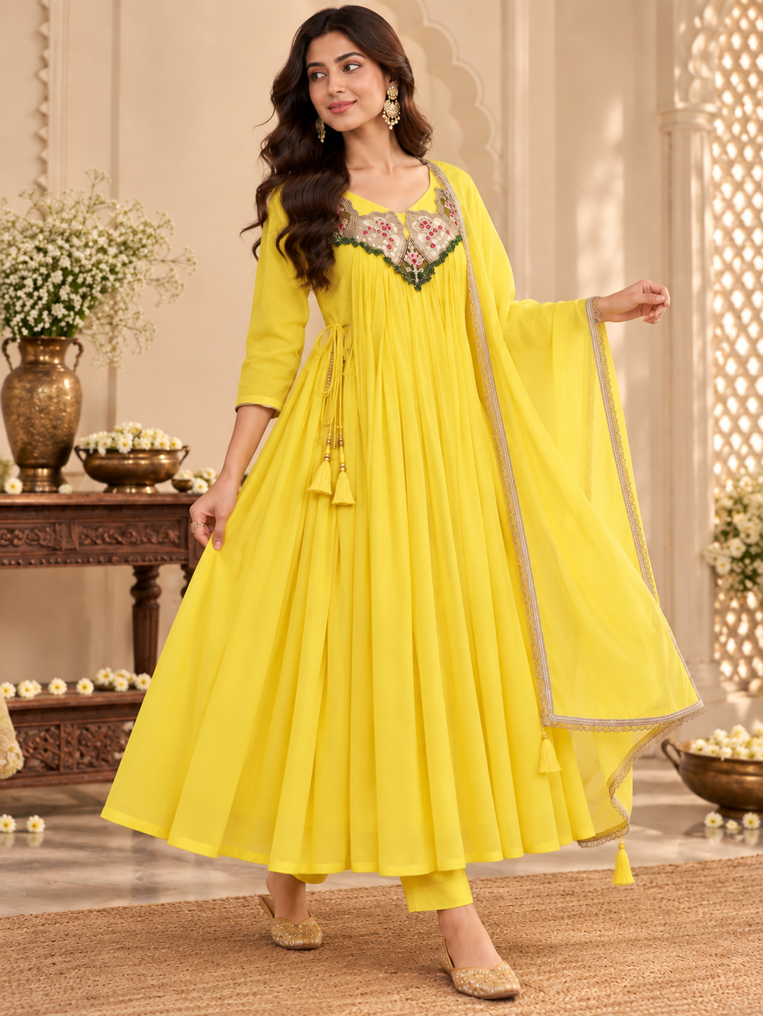 Harivan Mul Chanderi Anarkali Suit Set