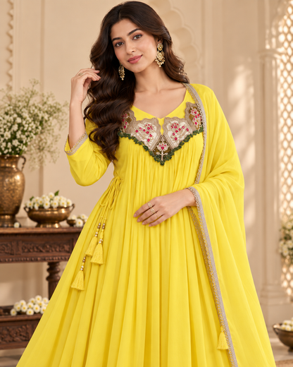 Harivan Mul Chanderi Anarkali Suit Set