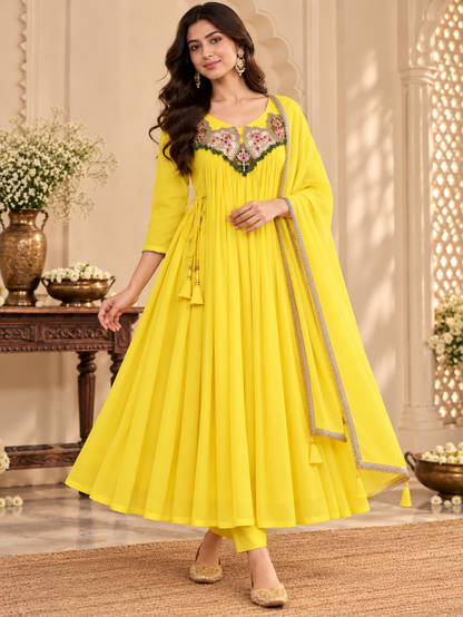 Harivan Mul Chanderi Anarkali Suit Set