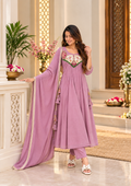 Mauve Mehr Embroidered Flared Suit Set