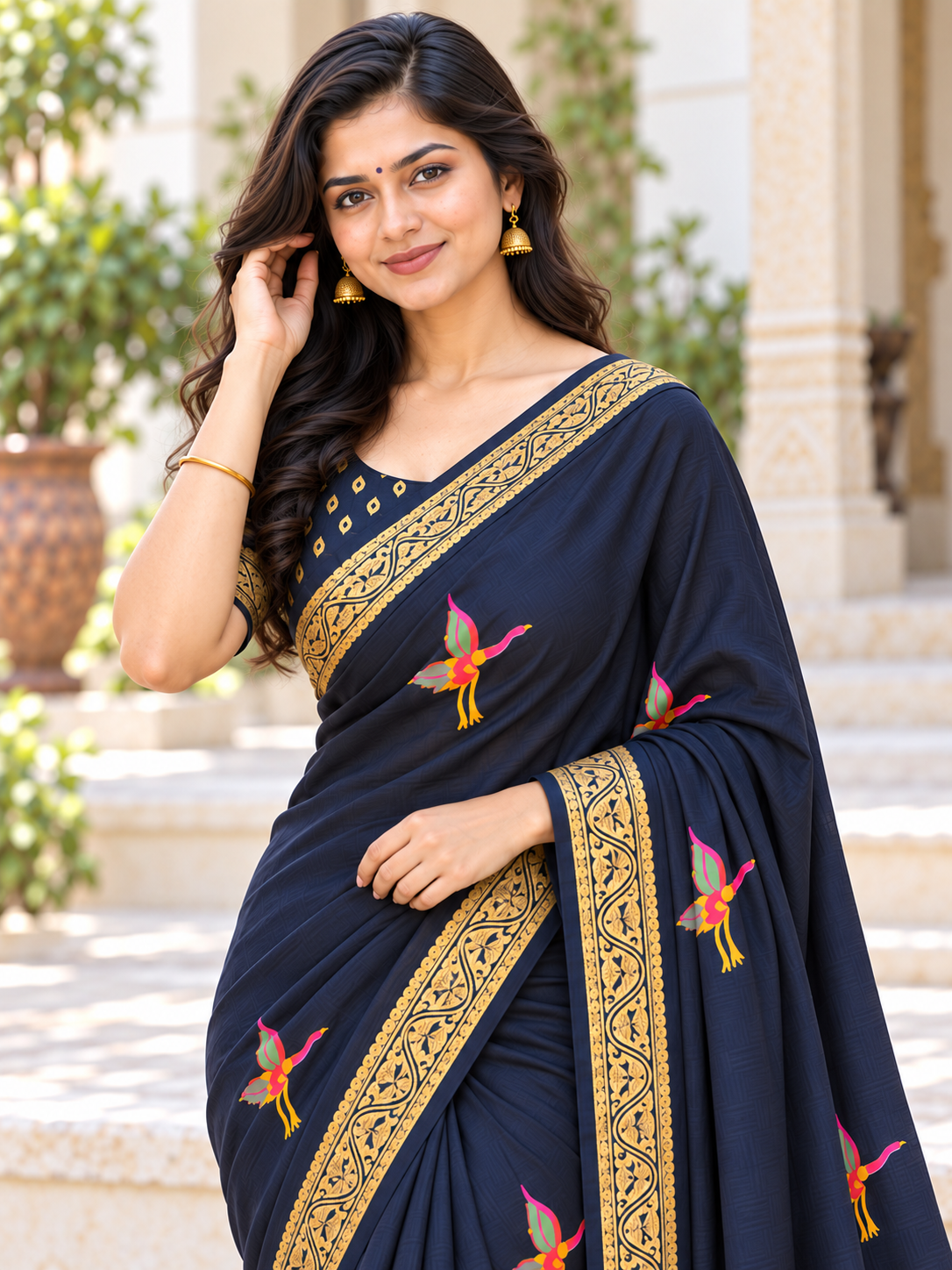 Premium Marshmallow Saree with Heavy Jacquard Border