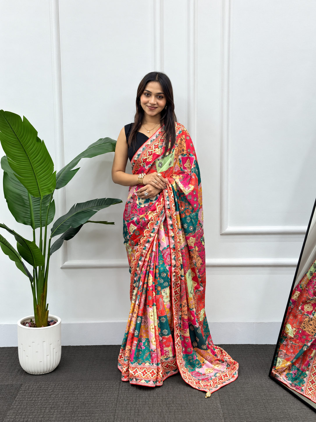 Glamorous Festive Wear Chinon Silk Saree
