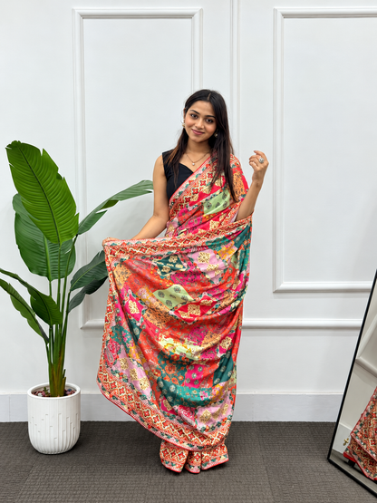 Glamorous Festive Wear Chinon Silk Saree