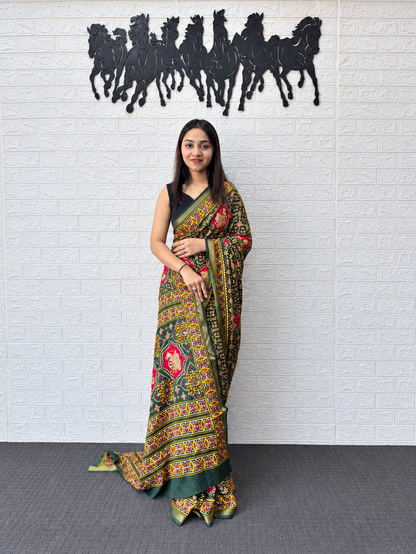 Utsav Elegance Handcrafted Mirror & Aari Work Heavy Cotton Saree