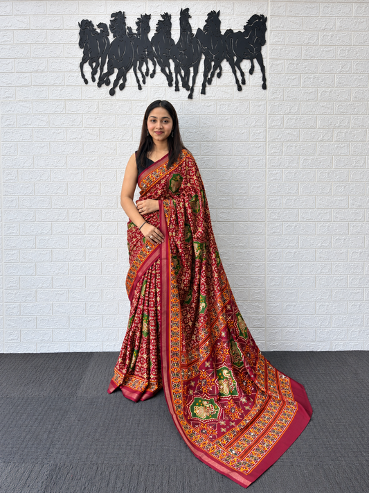 The Nakshatra Geometric Print Mirror Work Cotton Saree