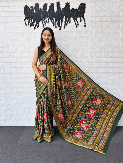 Utsav Elegance Handcrafted Mirror & Aari Work Heavy Cotton Saree