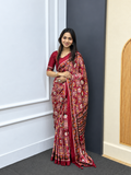 The Shubh Vivah Maroon Premium Japan Satin Silk Saree