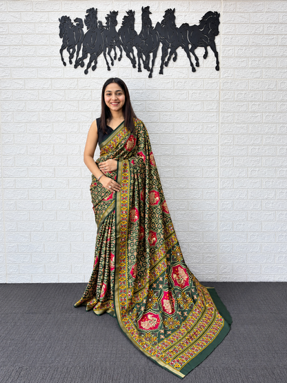 Utsav Elegance Handcrafted Mirror & Aari Work Heavy Cotton Saree