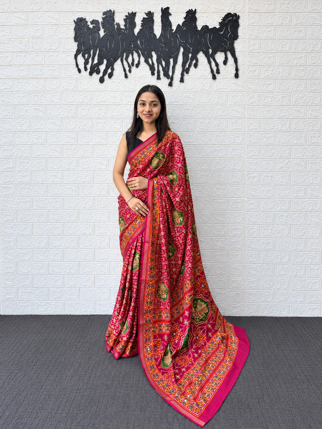 The Rani Patola Premium Mall Cotton Mirror Aari Saree