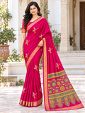 Heritage Fusion Marshmallow Silk Saree with Heavy Woven Jacquard Border